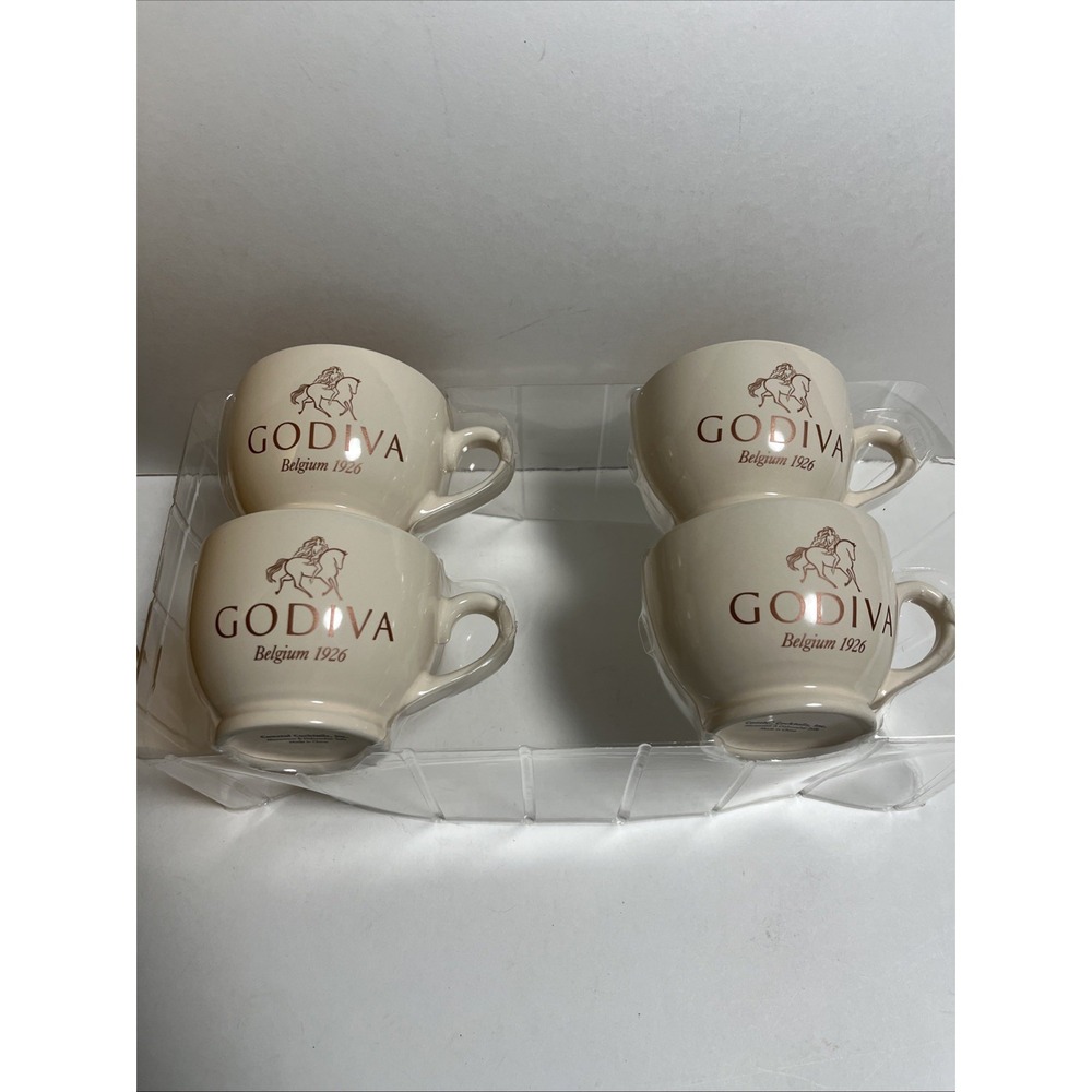 Lady Godiva Belgium 1926 Chocolate Chocolatier Tea Coffee Mugs Cups Set Of 4